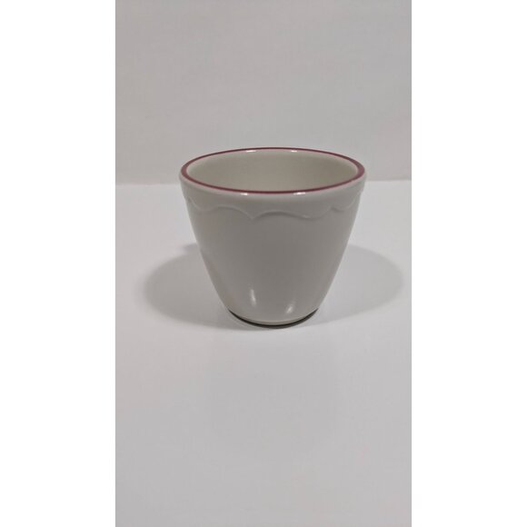 Syracuse China White Ceramic Cup Red Rim Scalloped Design Vintage - Picture 7 of 9